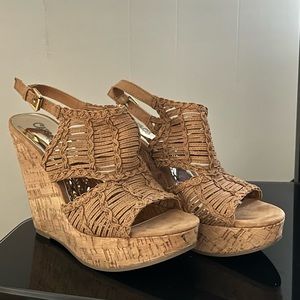 Carlos Santana Bellini Brulee Wedge Sandals 8.5 M